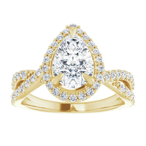 Pear Twist Halo Style Engagement Ring