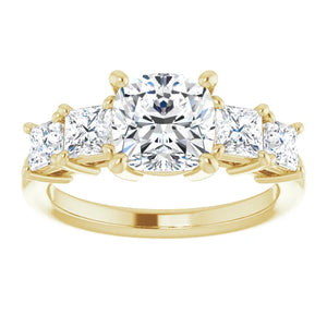 Cushion Multi Stone Accent Style Engagement Ring
