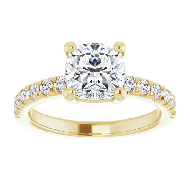 Cushion Four Claw Set Style Engagement Ring