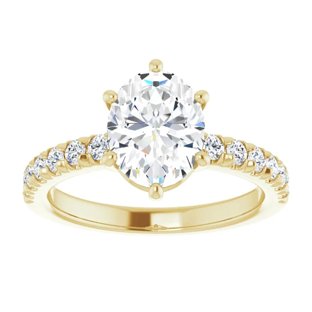 Oval Six Claw Set Style Engagement Ring
