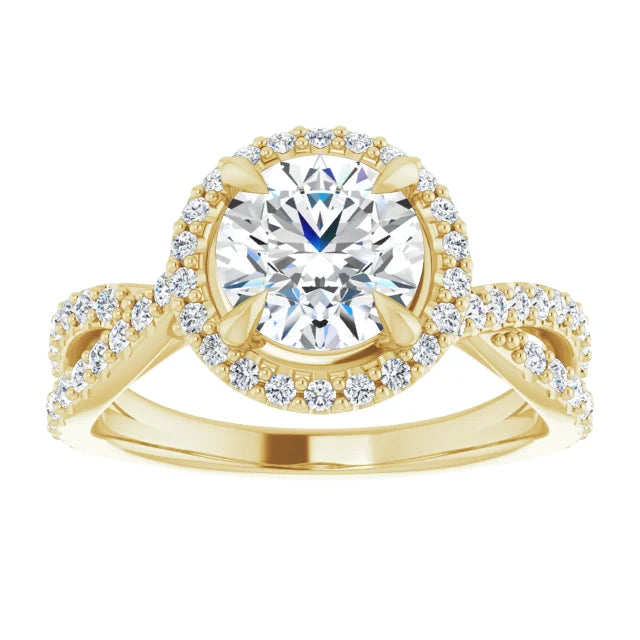 Round Brilliant Twist Halo Style Engagement Ring