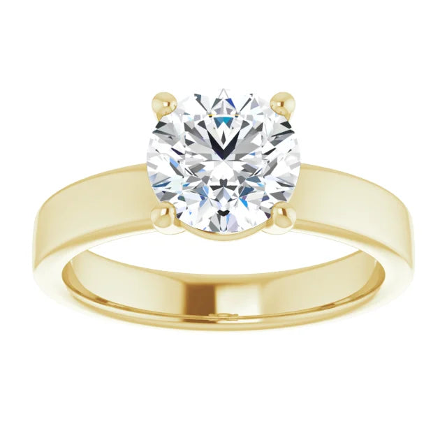 Round Brilliant Wide Band Solitaire Engagement Ring