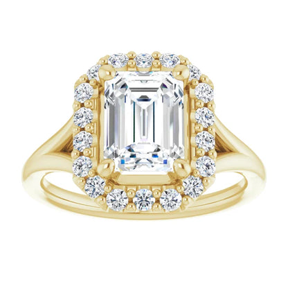 Emerald Halo Style Engagement Ring