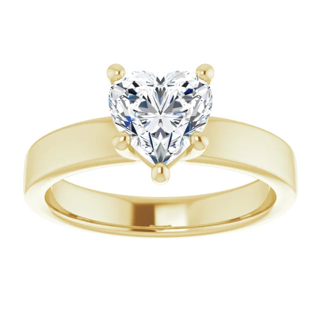 Heart Wide Band Solitaire Engagement Ring
