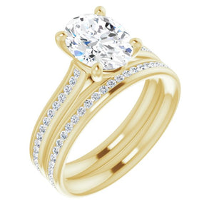Oval Diamond Band Engagement Ring