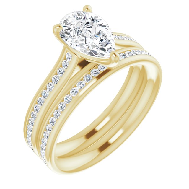 Pear Diamond Band Engagement Ring