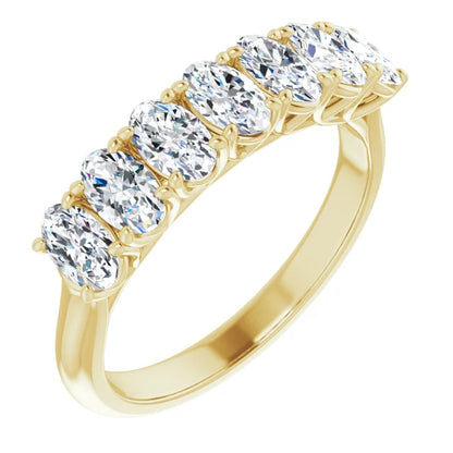 Seven Stone Oval Cut Moissanite Anniversary Band