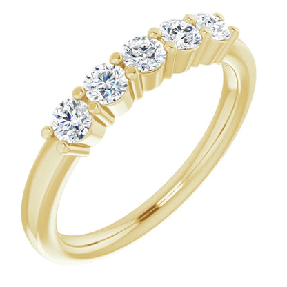 Five Stone Round Brilliant Moissanite Anniversary Band