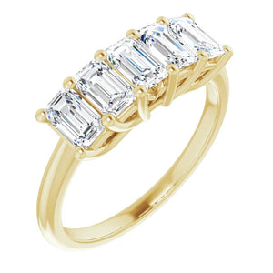 Five Stone Emerald Cut Moissanite Anniversary Band