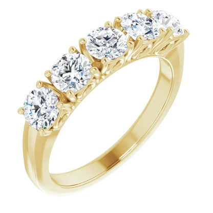 Five Stone Round Brilliant Moissanite Anniversary Band