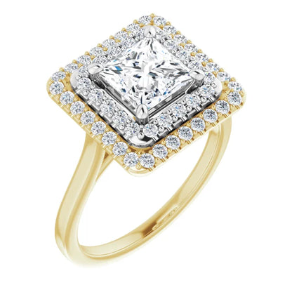 Princess Double Halo Style Engagement Ring