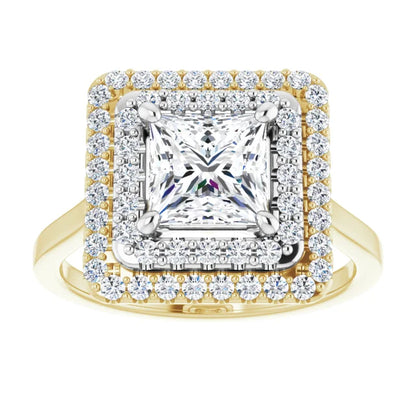 Princess Double Halo Style Engagement Ring