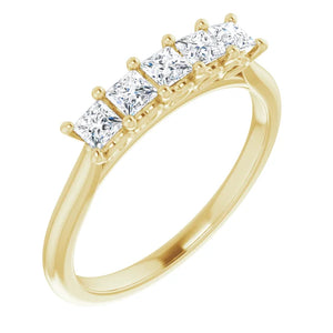 Five Stone Princess Cut Moissanite Anniversary Band