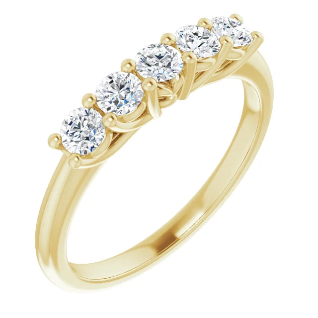 Five Stone Round Brilliant Moissanite Anniversary Band