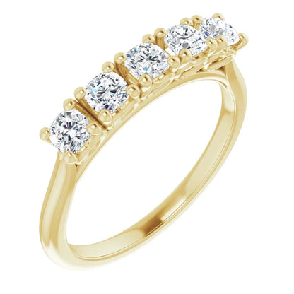 Five Stone Cushion Cut Moissanite Anniversary Band