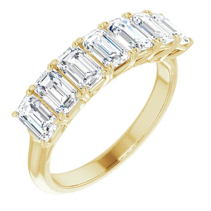 Seven Stone Emerald Cut Moissanite Anniversary Band