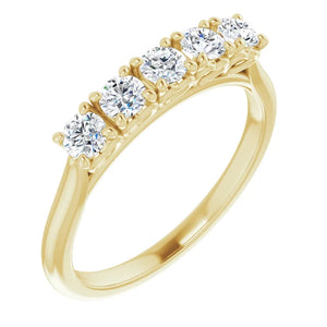 Five Stone Round Brilliant Moissanite Anniversary Band