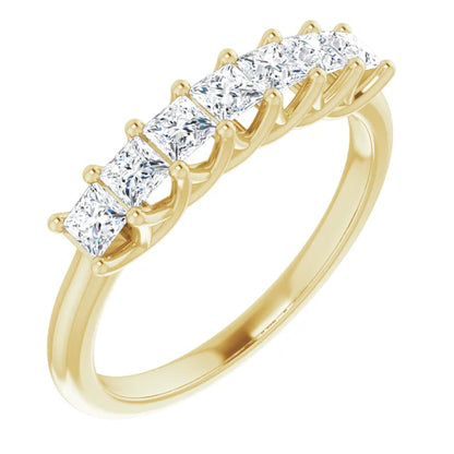 Seven Stone Princess Cut Moissanite Anniversary Band