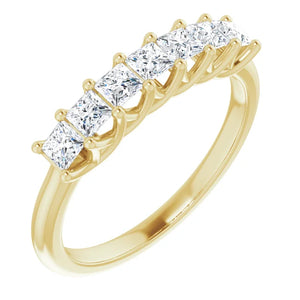 Seven Stone Princess Cut Moissanite Anniversary Band