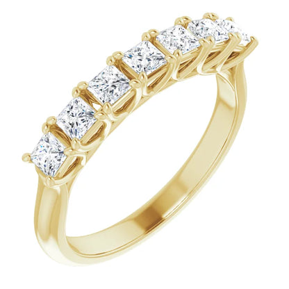 Seven Stone Princess Cut Moissanite Anniversary Band