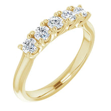 Five Stone Round Brilliant Moissanite Anniversary Band