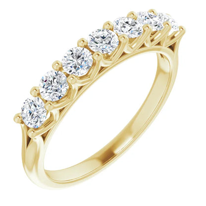 Seven Stone Round Brilliant Moissanite Anniversary Band