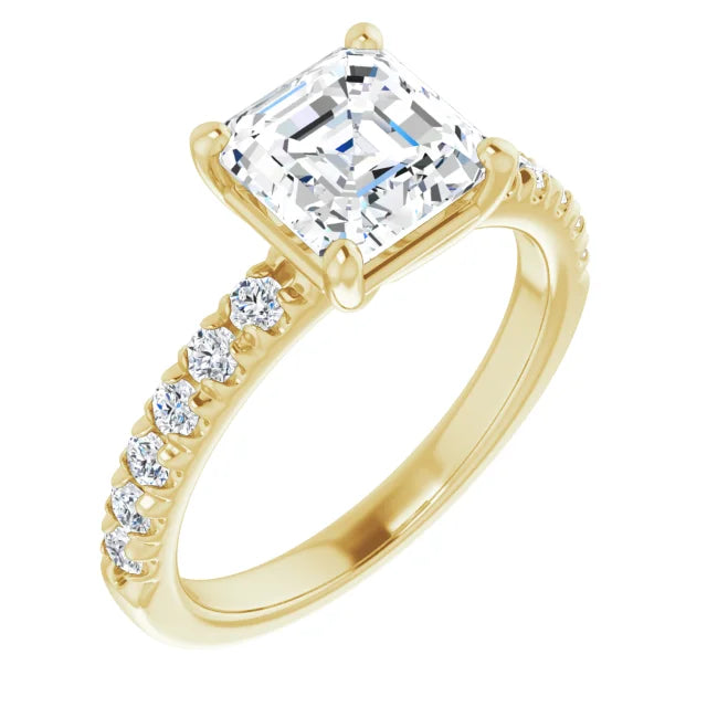 Asscher Four Claw Set Style Engagement Ring