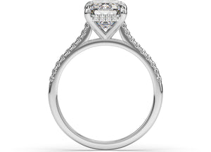 Emerald Hidden Halo Engagement Ring