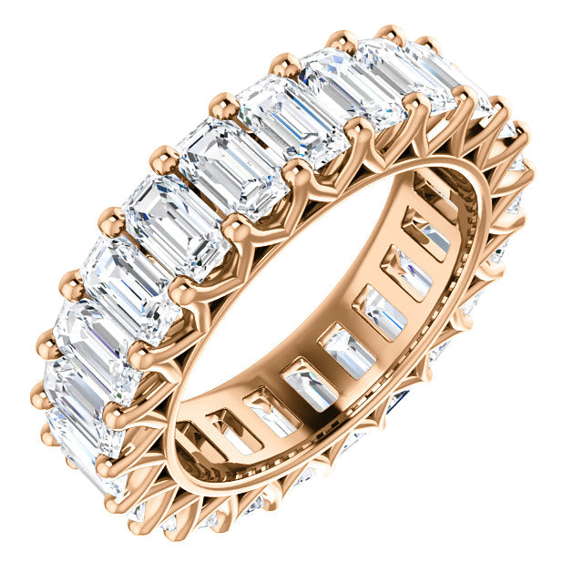 6.90ct Emerald Moissanite Eternity Band - I Heart Moissanites