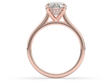 Oval Hidden Halo Thin Band Solitaire Engagement Ring