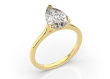 Pear Hidden Halo Thin Band Solitaire Engagement Ring