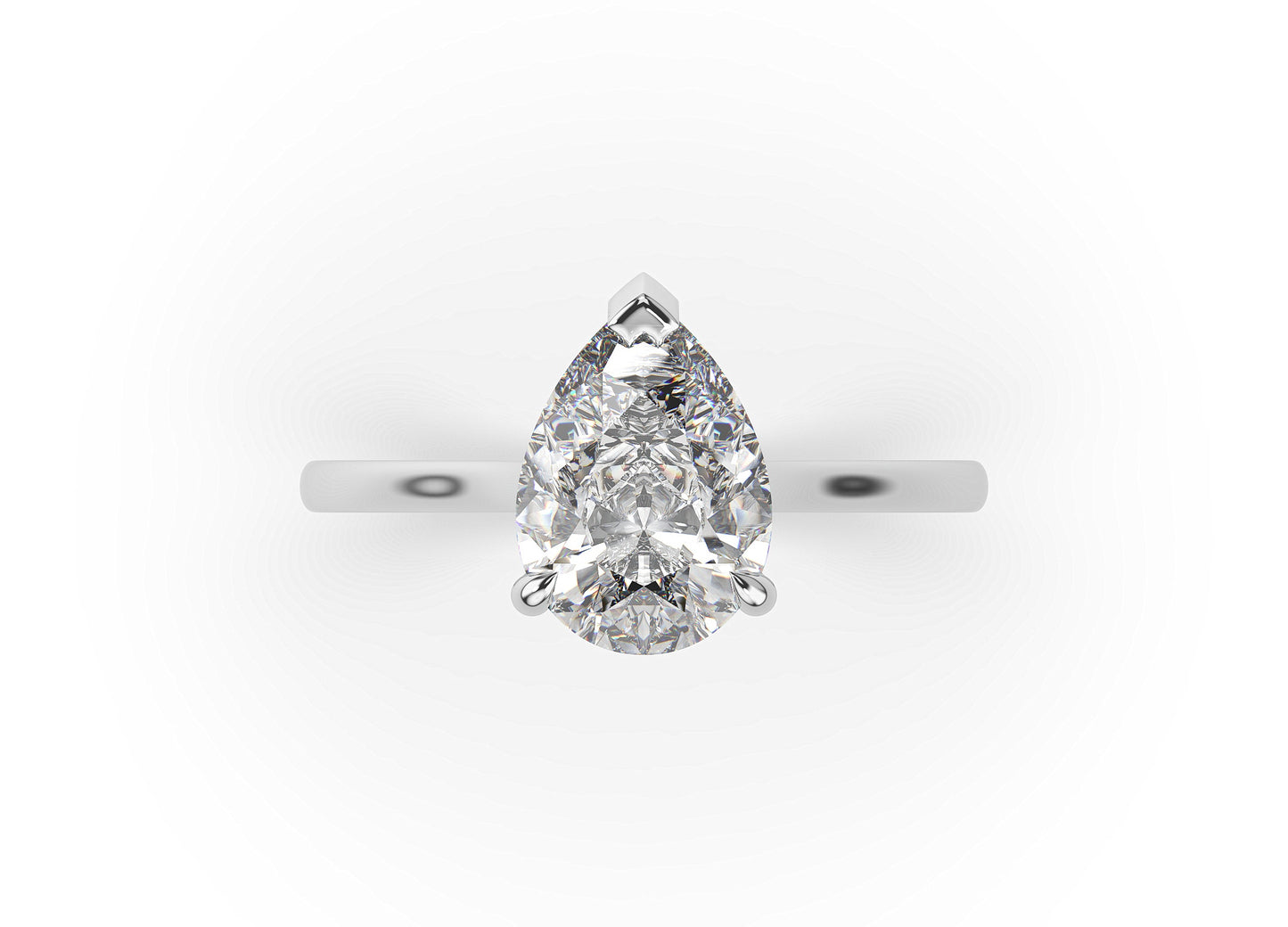 Pear Hidden Halo Thin Band Solitaire Engagement Ring