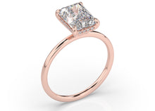 Radiant Hidden Halo Thin Band Solitaire Engagement Ring