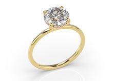 Round Brilliant Hidden Halo Thin Band Solitaire Engagement Ring
