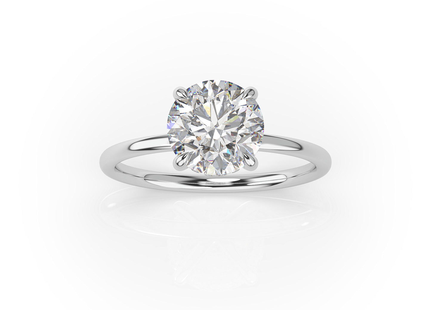 Round Brilliant Hidden Halo Thin Band Solitaire Engagement Ring